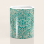 Azure teal Boho Jewel Mandala Coffee Mug Gallery Image 4