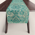 Azure teal Boho Jewel Mandala Table Runner Gallery Image 1
