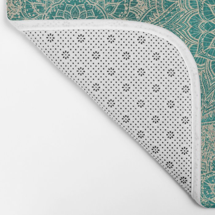 Azure teal Boho Jewel Mandala Bath Mat Gallery Image 2