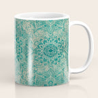 Azure teal Boho Jewel Mandala Coffee Mug Gallery Image 1