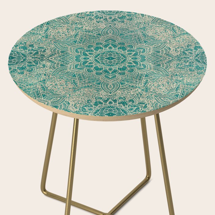 Azure teal Boho Jewel Mandala Side Table Gallery Image 2