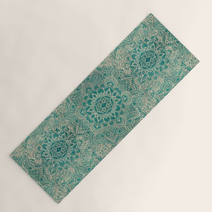 Azure teal Boho Jewel Mandala Yoga Mat Gallery Image 1