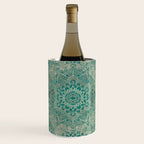 Azure teal Boho Jewel Mandala Wine Chiller Gallery Image 1