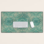 Azure teal Boho Jewel Mandala Desk Mat Gallery Image 1
