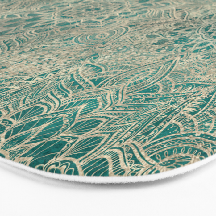 Azure teal Boho Jewel Mandala Bath Mat Gallery Image 3