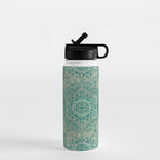 Azure teal Boho Jewel Mandala Water Bottle Gallery Image 1