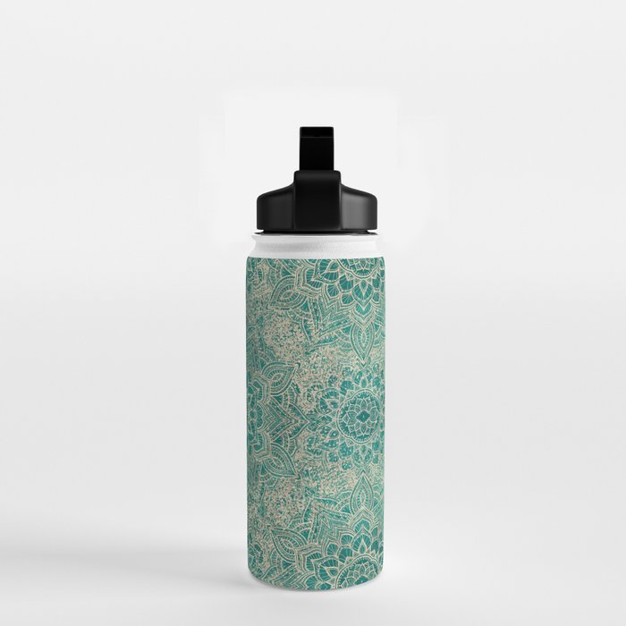 Azure teal Boho Jewel Mandala Water Bottle Gallery Image 2