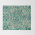Azure teal Boho Jewel Mandala Throw Blanket Gallery Image 2
