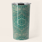 Azure teal Boho Jewel Mandala Travel Mug Gallery Image 1