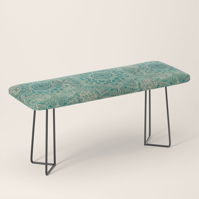 Azure teal Boho Jewel Mandala Bench Gallery Image 1