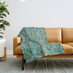 Azure teal Boho Jewel Mandala Throw Blanket Gallery Image 1