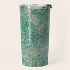 Azure teal Boho Jewel Mandala Travel Mug Gallery Image 2