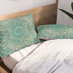 Azure teal Boho Jewel Mandala Pillow Sham Gallery Image 2