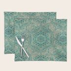 Azure teal Boho Jewel Mandala Placemat Gallery Image 1