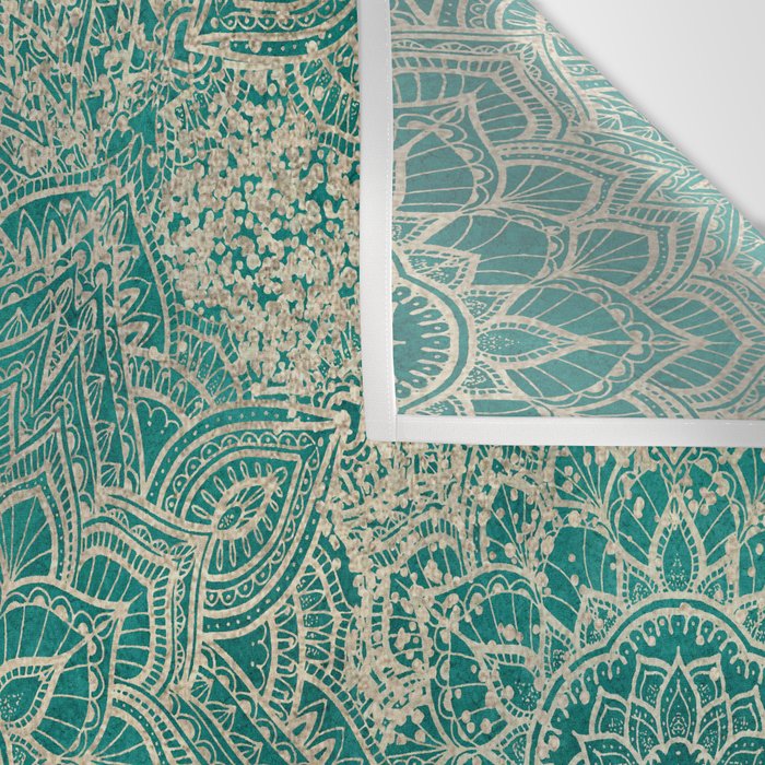 Azure teal Boho Jewel Mandala Wall Tapestry Gallery Image 3