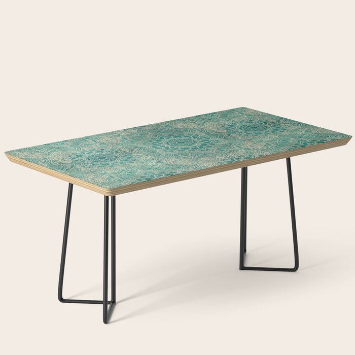 Azure teal Boho Jewel Mandala Coffee Table Gallery Image 1