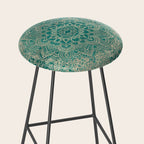 Azure teal Boho Jewel Mandala Stool Gallery Image 2