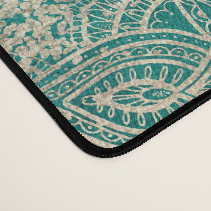 Azure teal Boho Jewel Mandala Desk Mat Gallery Image 4