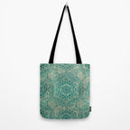 Azure teal Boho Jewel Mandala Tote Bag Gallery Image 2