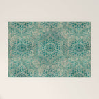 Azure teal Boho Jewel Mandala Welcome Mat Gallery Image 1