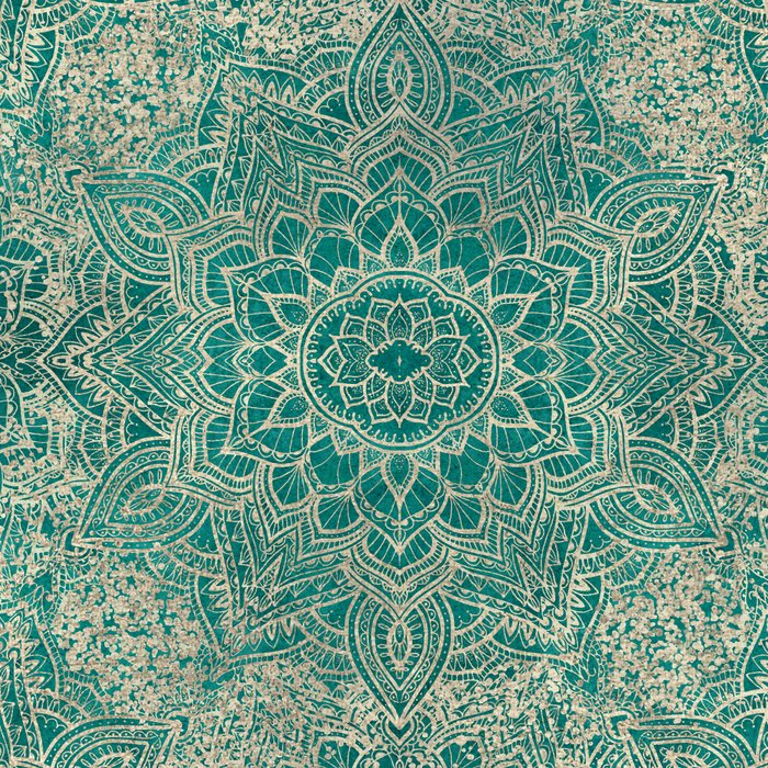 Azure teal Boho Jewel Mandala Coffee Mug Gallery Image 2