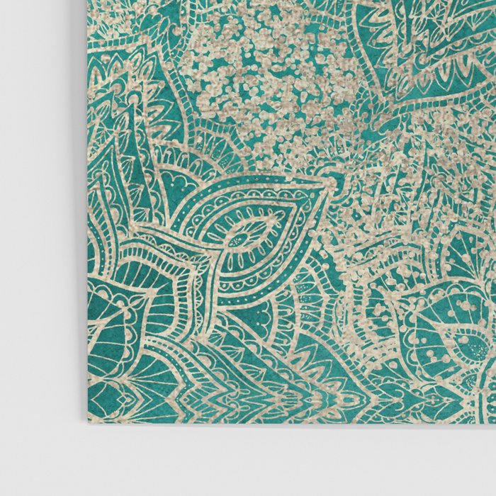 Azure teal Boho Jewel Mandala Poster Gallery Image 3