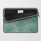 Azure teal Boho Jewel Mandala Laptop Sleeve Gallery Image 2