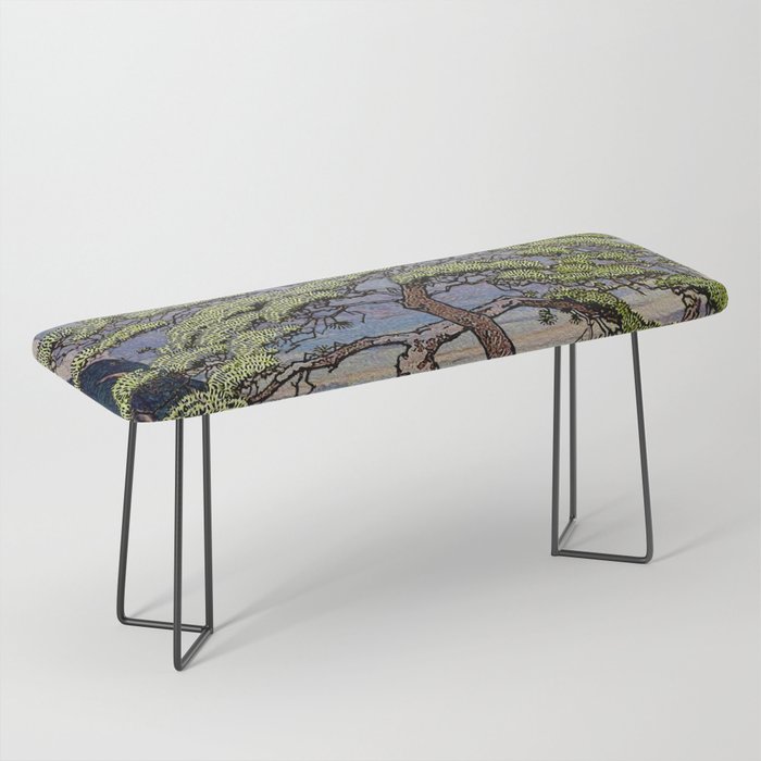 The Downwards Climbing - Summer Tree & Mountain Ukiyoe Nature Landscape in Green Bench Gallery Image 1