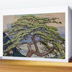 The Downwards Climbing - Summer Tree & Mountain Ukiyoe Nature Landscape in Green Wall Mural Gallery Image 2