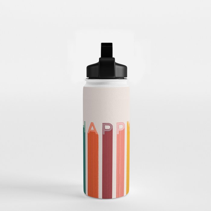 Happy Letters in Retro Colors Water Bottle Gallery Image 2