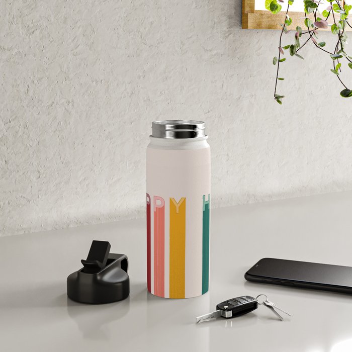 Happy Letters in Retro Colors Water Bottle Gallery Image 5