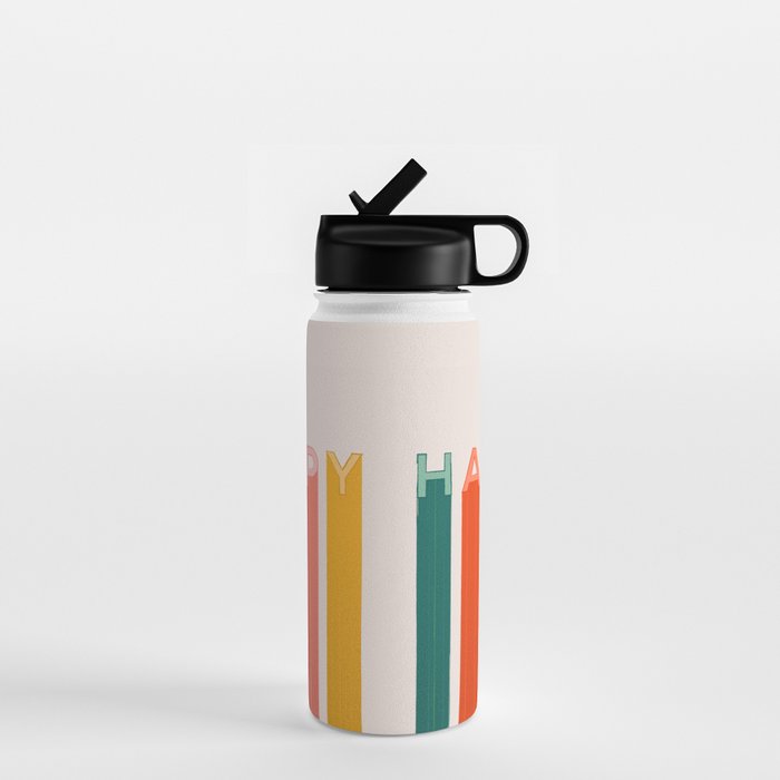 Happy Letters in Retro Colors Water Bottle Gallery Image 1