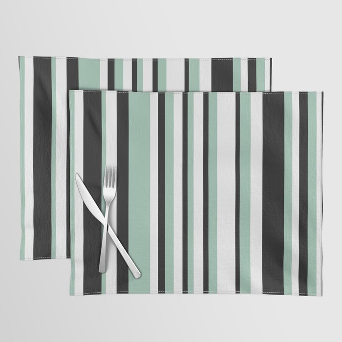 Classic Stripes XII - Mint, Black and White Placemat Gallery Image 1