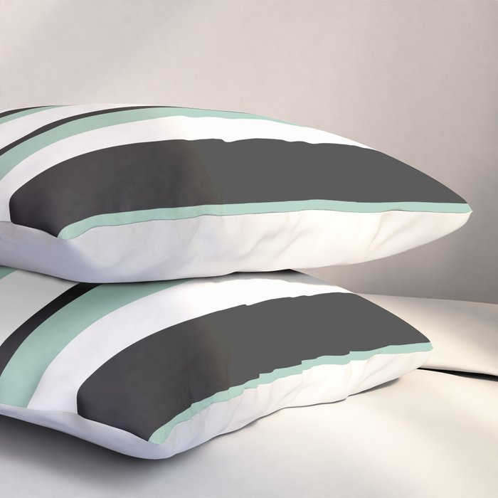 Classic Stripes XII - Mint, Black and White Pillow Sham Gallery Image 3