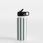 Classic Stripes XII - Mint, Black and White Water Bottle Gallery Image 1