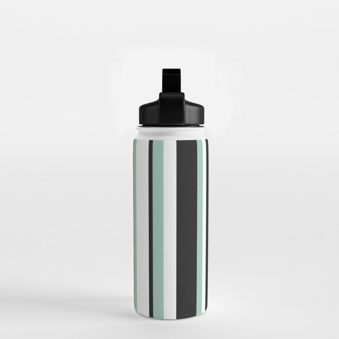 Classic Stripes XII - Mint, Black and White Water Bottle Gallery Image 2