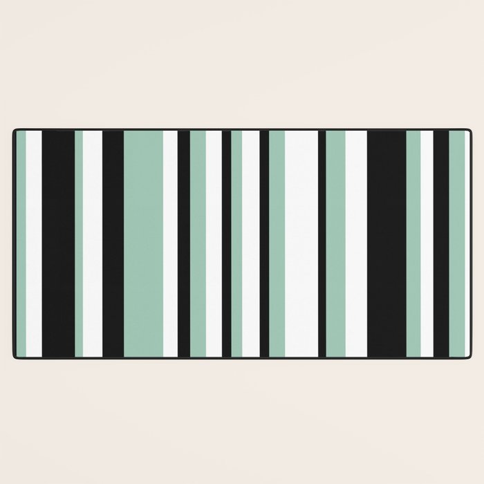 Classic Stripes XII - Mint, Black and White Desk Mat Gallery Image 3