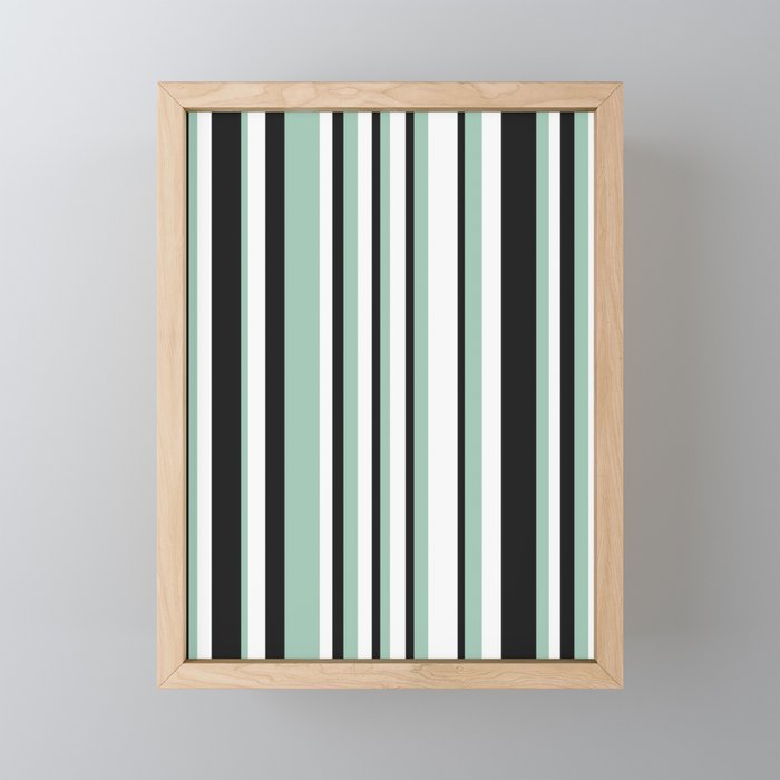 Classic Stripes XII - Mint, Black and White Mini Art Print Gallery Image 1