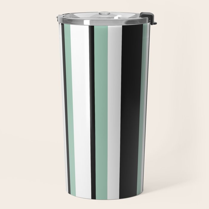 Classic Stripes XII - Mint, Black and White Travel Mug Gallery Image 2