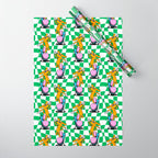 Retro dog cartoon character pattern Wrapping Paper Gallery Image 1
