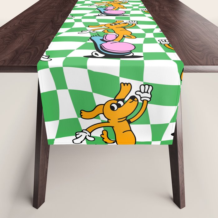 Retro dog cartoon character pattern Table Runner Gallery Image 1