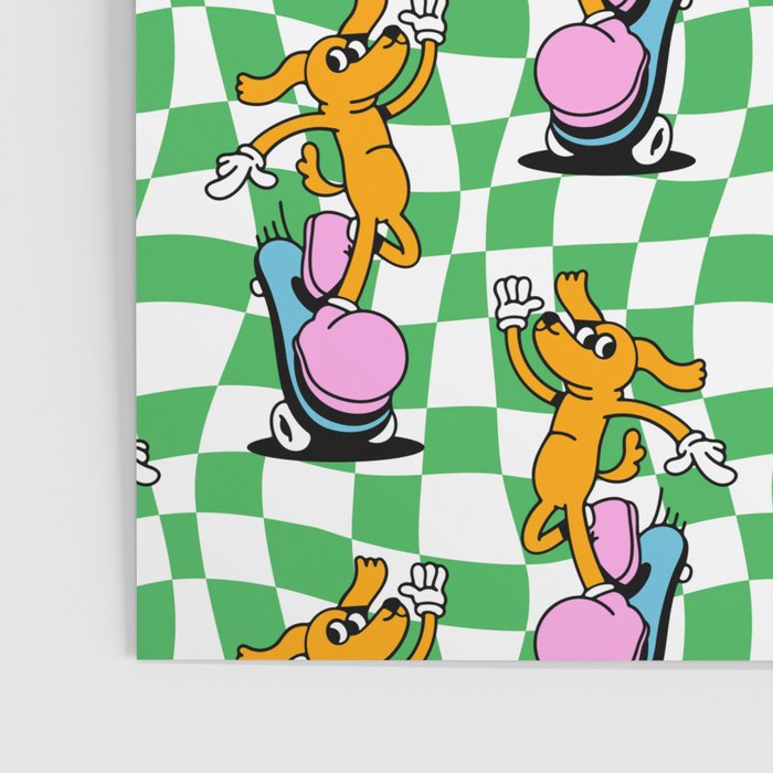 Retro dog cartoon character pattern Poster Gallery Image 3