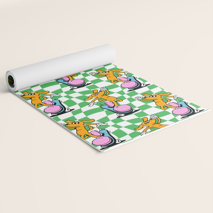 Retro dog cartoon character pattern Yoga Mat Gallery Image 2