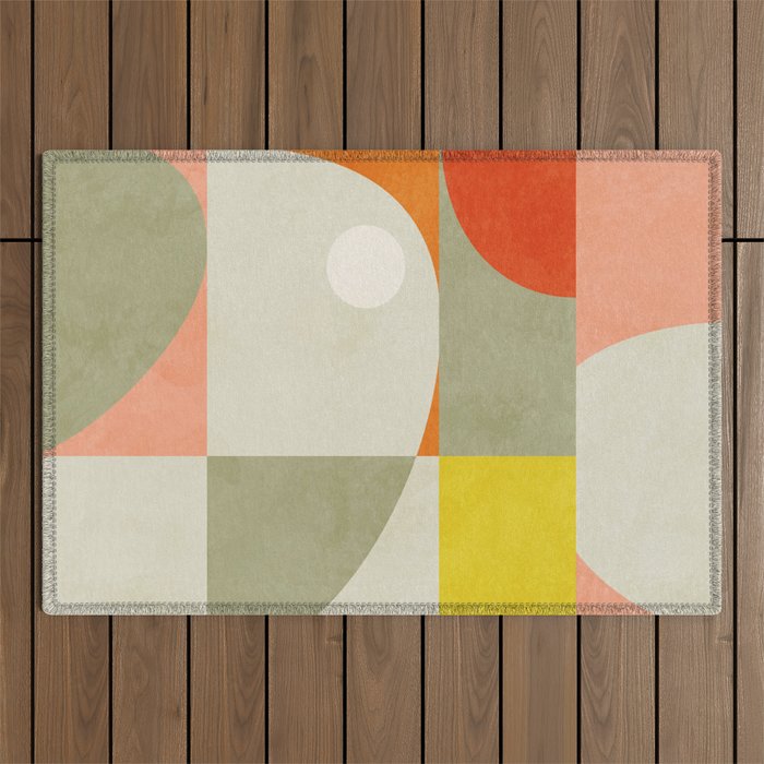 abstraction mid mod Outdoor Rug Gallery Image 1