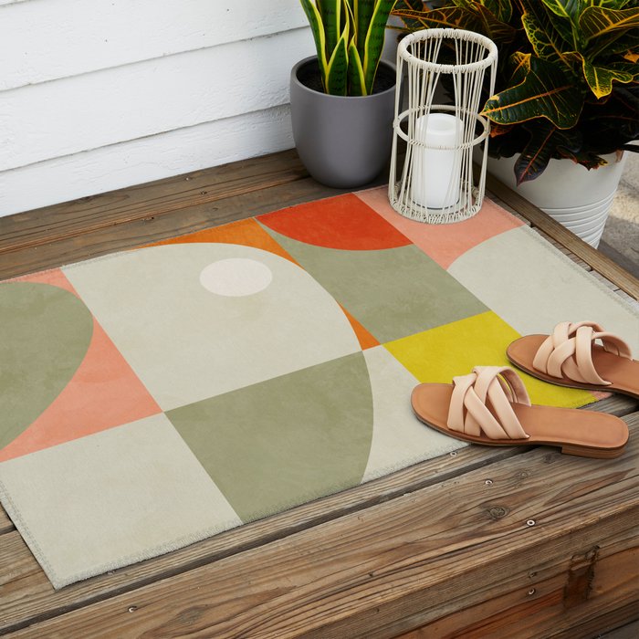 abstraction mid mod Outdoor Rug Gallery Image 2