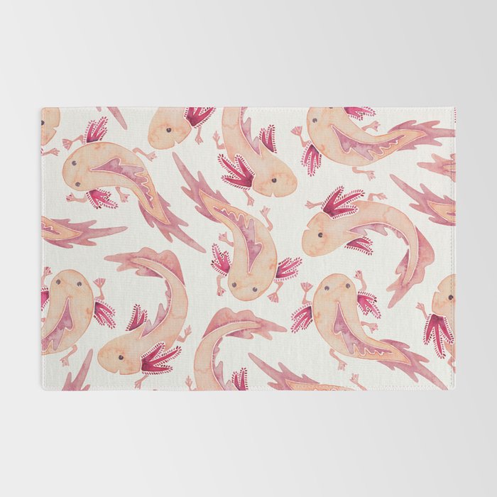 Mexican Axolotls Watercolor Rug Gallery Image 2