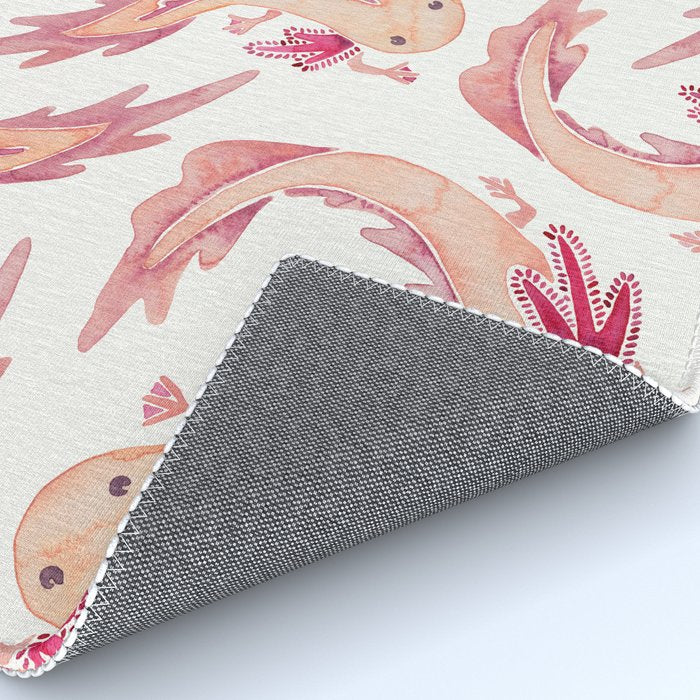 Mexican Axolotls Watercolor Rug Gallery Image 4