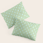 Mid Century Modern Atomic Stars and Dots Retro Pattern in Sage Green and Light Aqua Pillow Sham Gallery Image 3