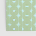 Mid Century Modern Atomic Stars and Dots Retro Pattern in Sage Green and Light Aqua Poster Gallery Image 3