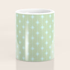 Mid Century Modern Atomic Stars and Dots Retro Pattern in Sage Green and Light Aqua Coffee Mug Gallery Image 4